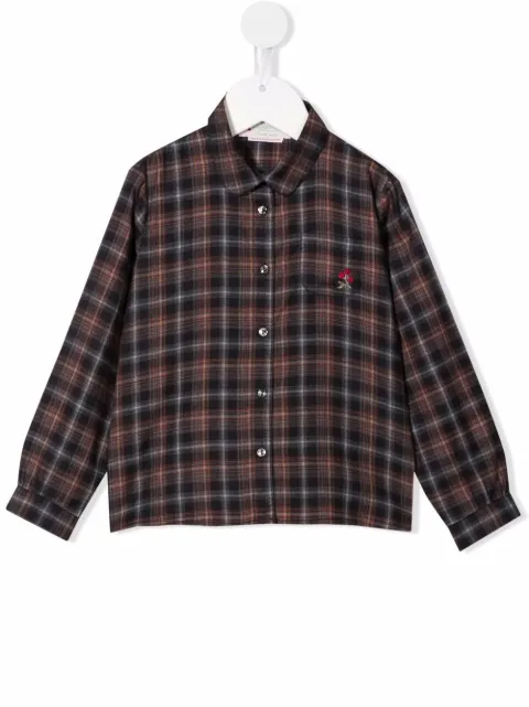 Bonpoint embroidered-logo check-print shirt