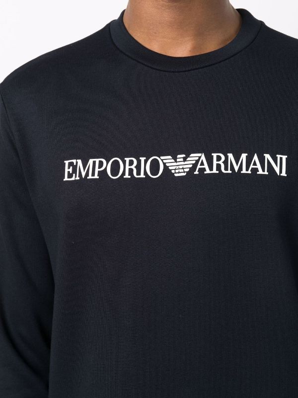 Yoghurt Giv rettigheder mode Emporio Armani logo-print crew-neck Sweatshirt - Farfetch