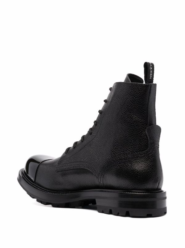 ALEXANDER MCQUEEN Black Patent Leather Wander Men's Combat Boots SZ 42 -  The Purse Ladies