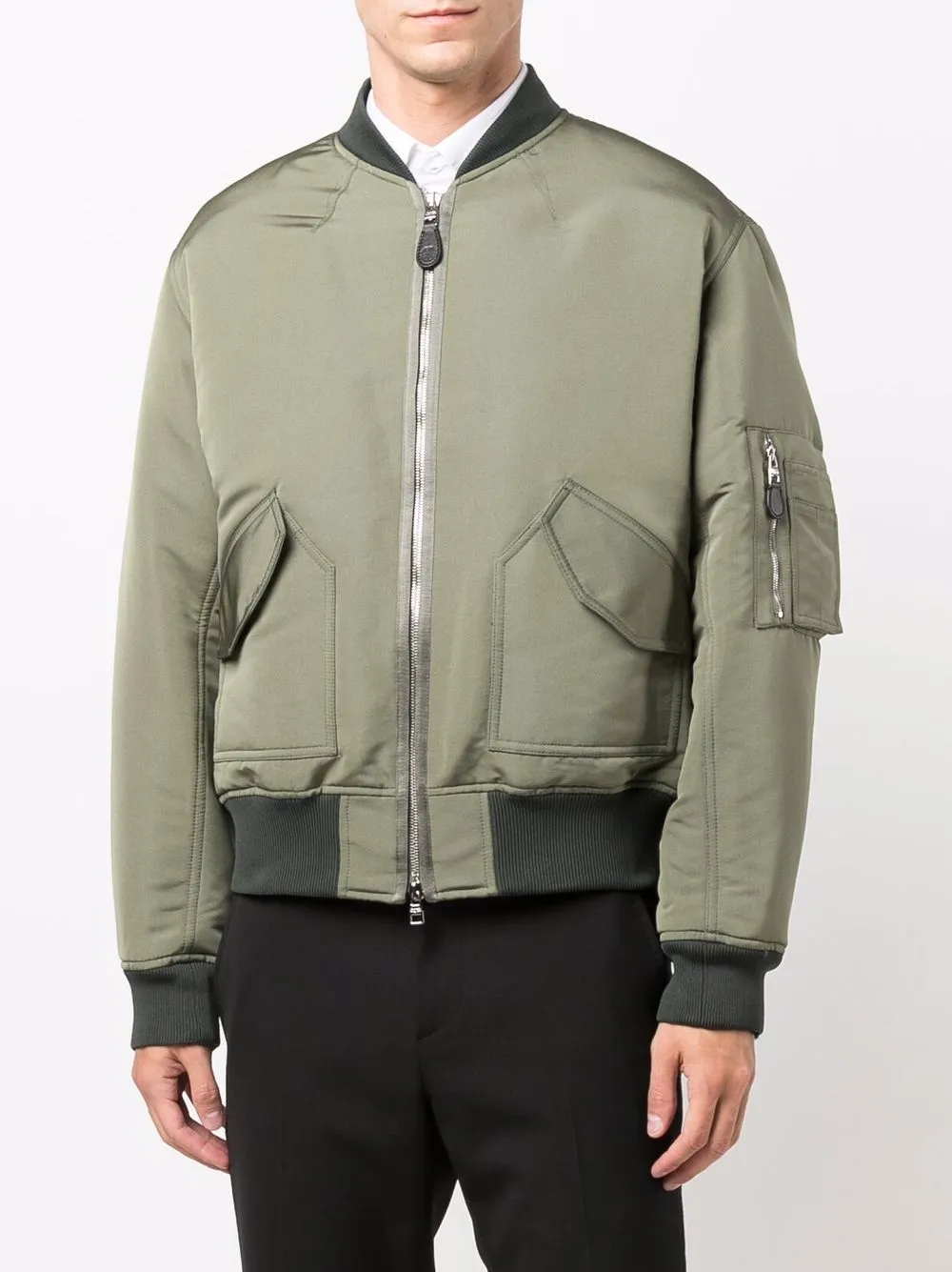 Shop Alexander Mcqueen Logo-print Bomber Jacket In Grün