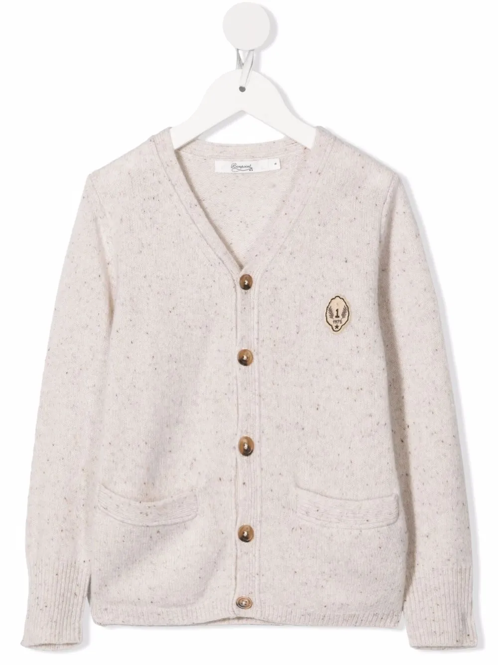 

Bonpoint logo-patch wool cardigan - Neutrals