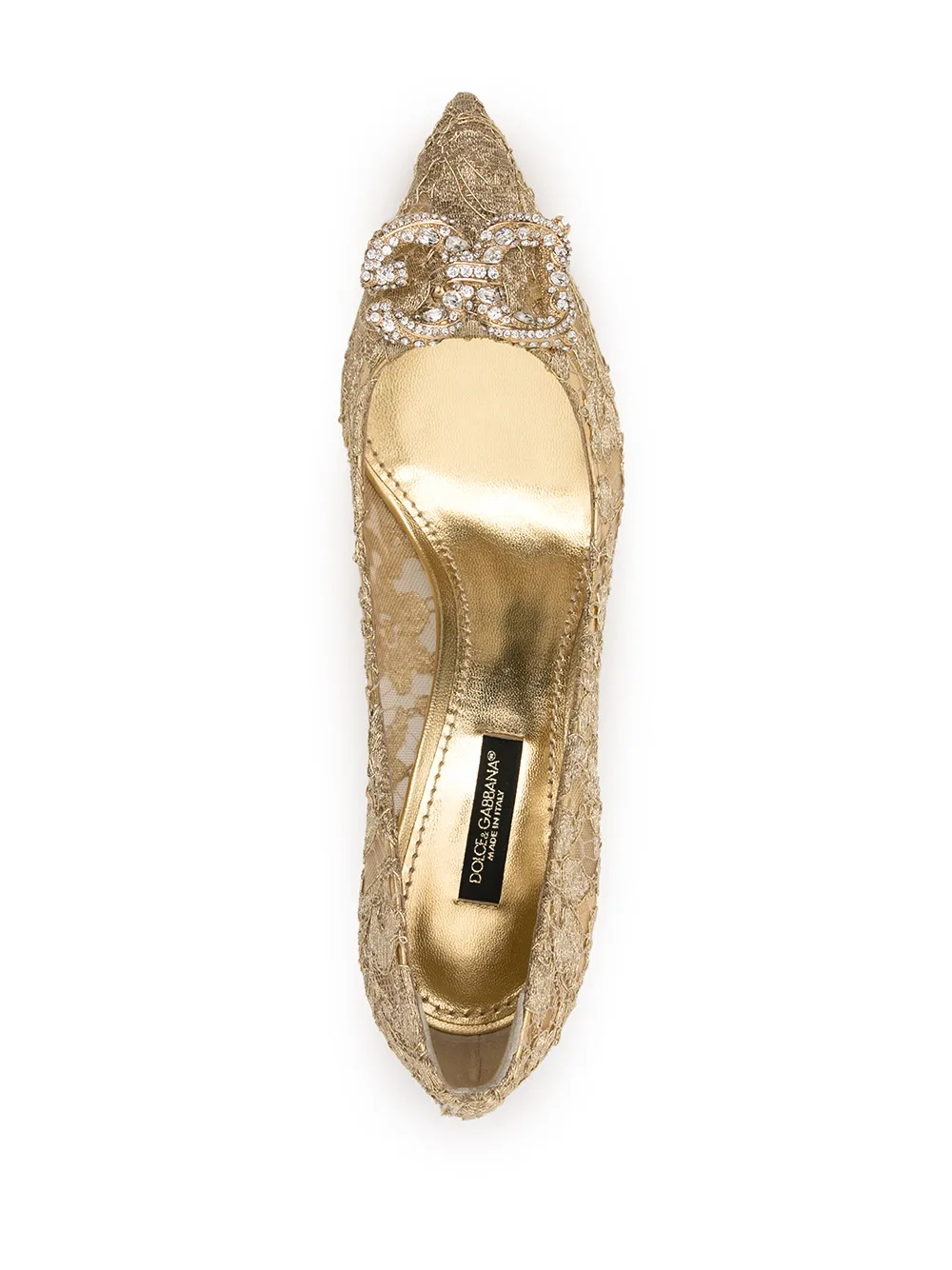 Dolce & Gabbana DG Amore logo lace pumps Gold