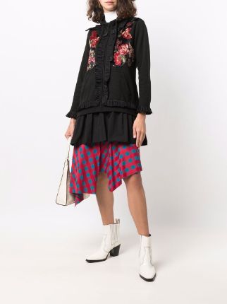 floral-panel ruffled hoodie展示图