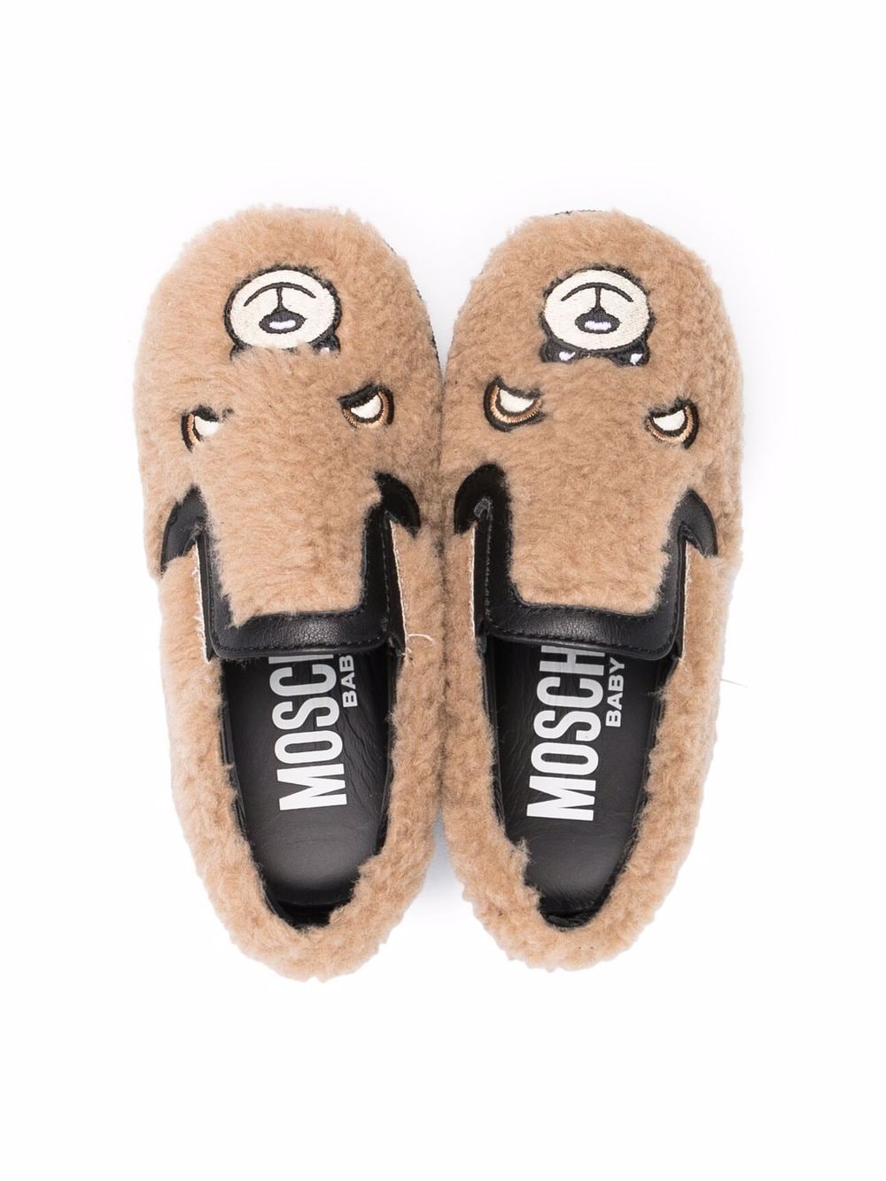 Shop Moschino Signature Teddy Shearling Slippers In Neutrals