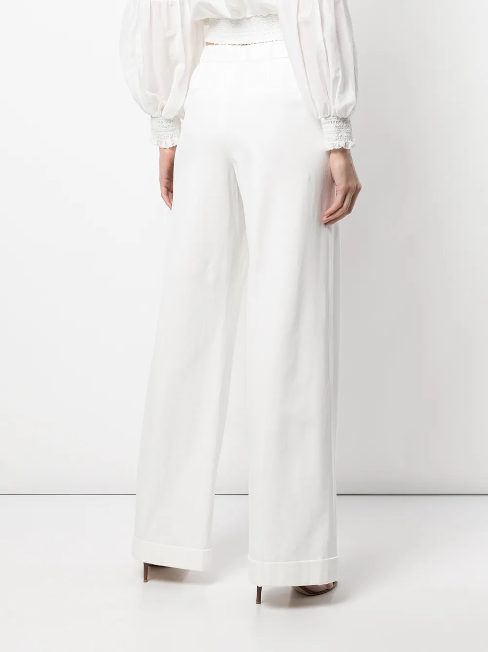 Alice And Olivia Stunning Scallop High-rise Straight-leg Jeans In Weiss ...