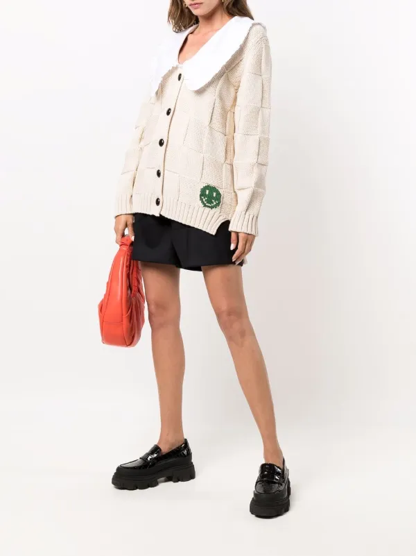 GANNI Smiley poplin-collar Cardigan Neutrals FARFETCH SK