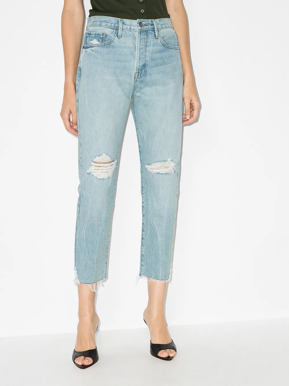 Image 2 of FRAME Le Original cropped ripped jeans