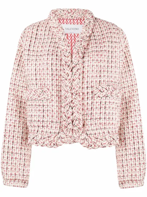 Valentino braided-trim tweed jacket