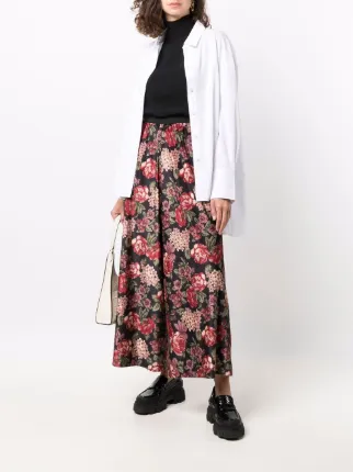 Hose floral-print wide leg trousers展示图