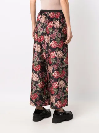 Hose floral-print wide leg trousers展示图