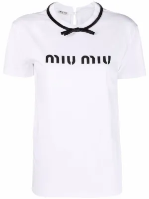 ミュウミュウmiumiu襟かわいい半袖Tシャツ | clinvida.com.br