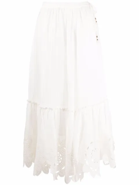 Teddy scallop ruffle-hem skirt