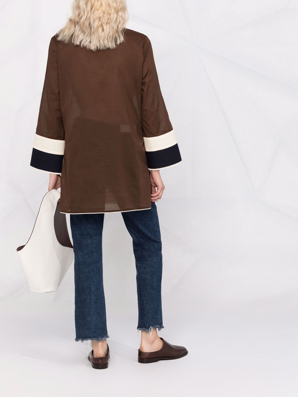 Shop Tory Burch V-neck Oversized Top In Brown
