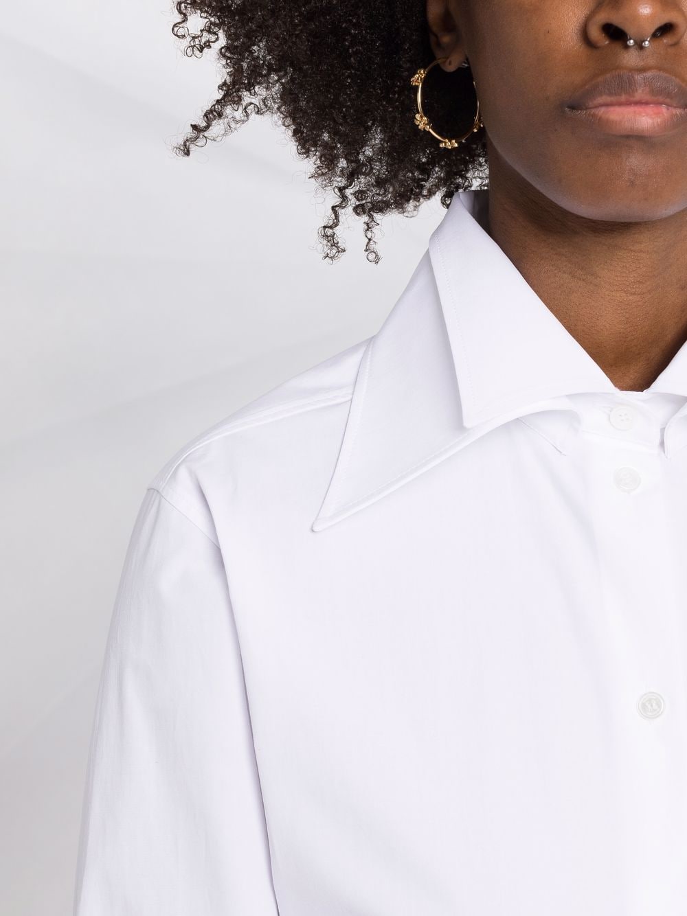 Shop Valentino Oversized Pointed-collar Button-front Shirt In White