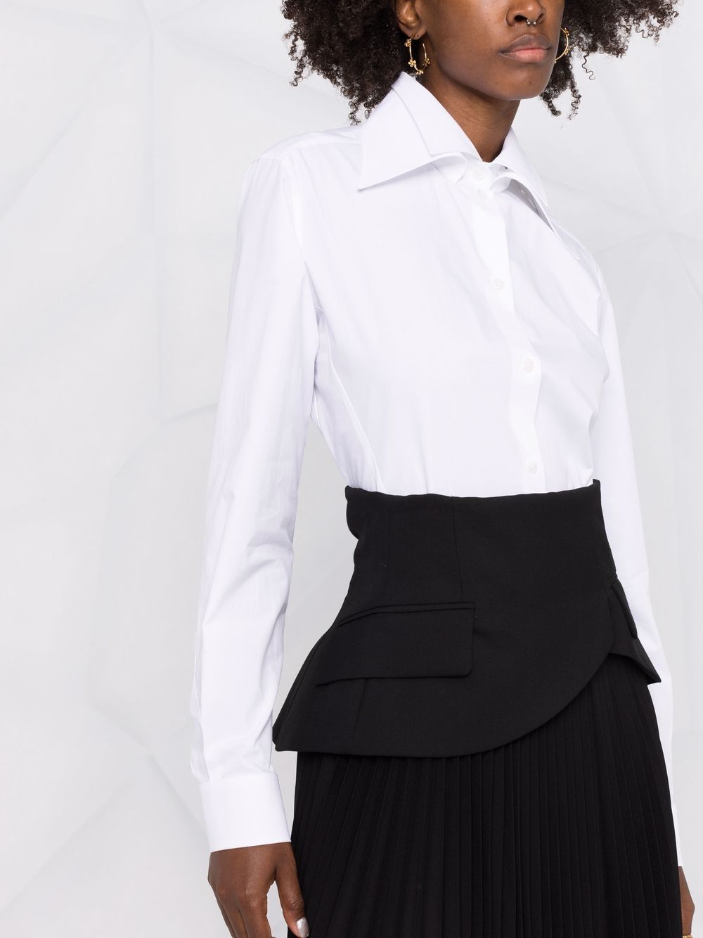 Shop Valentino Oversized Pointed-collar Button-front Shirt In White