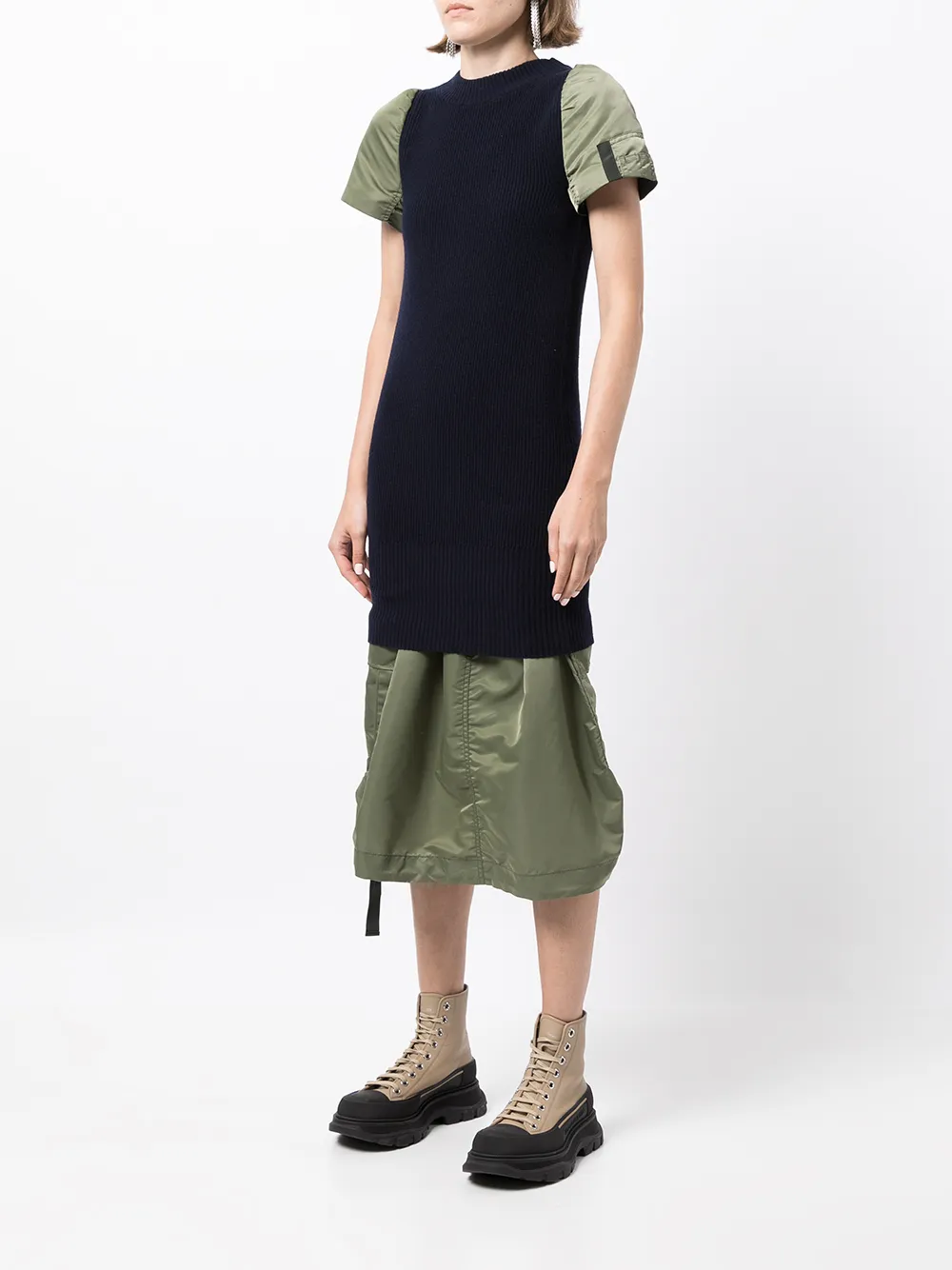 фото Sacai двухслойное платье миди