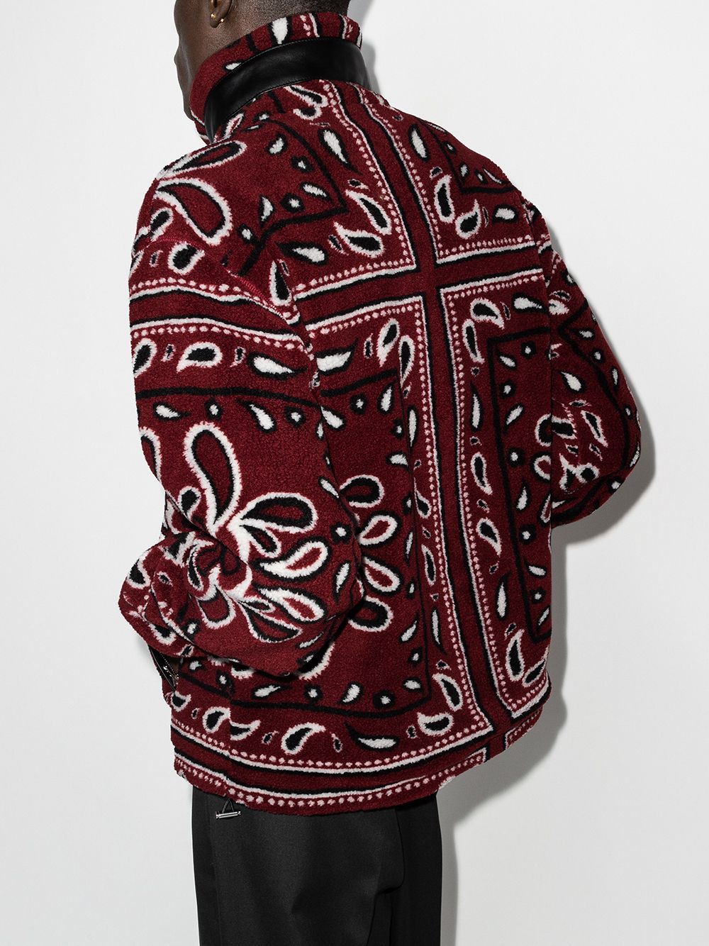 Shop Amiri Bandana Print Fleece Jacket In Red