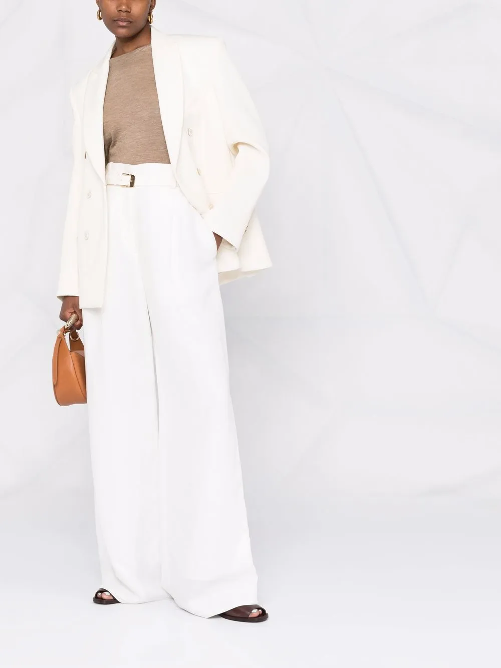 Max Mara Long-sleeved Cashmere-knit Sweater In Brown