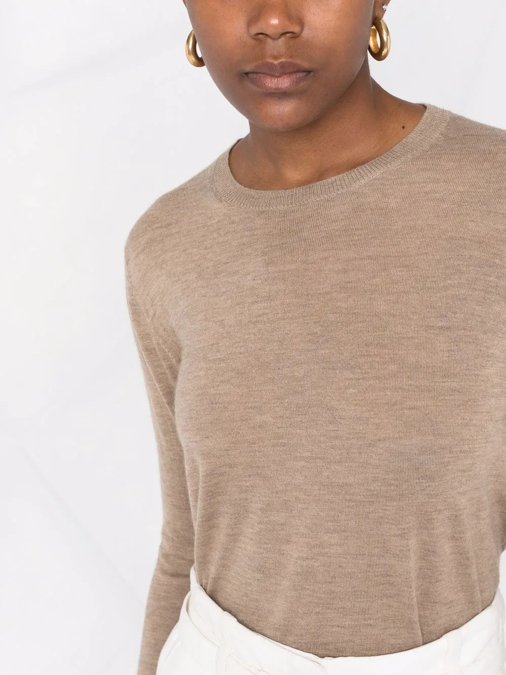 Max Mara Long-sleeved Cashmere-knit Sweater In Brown