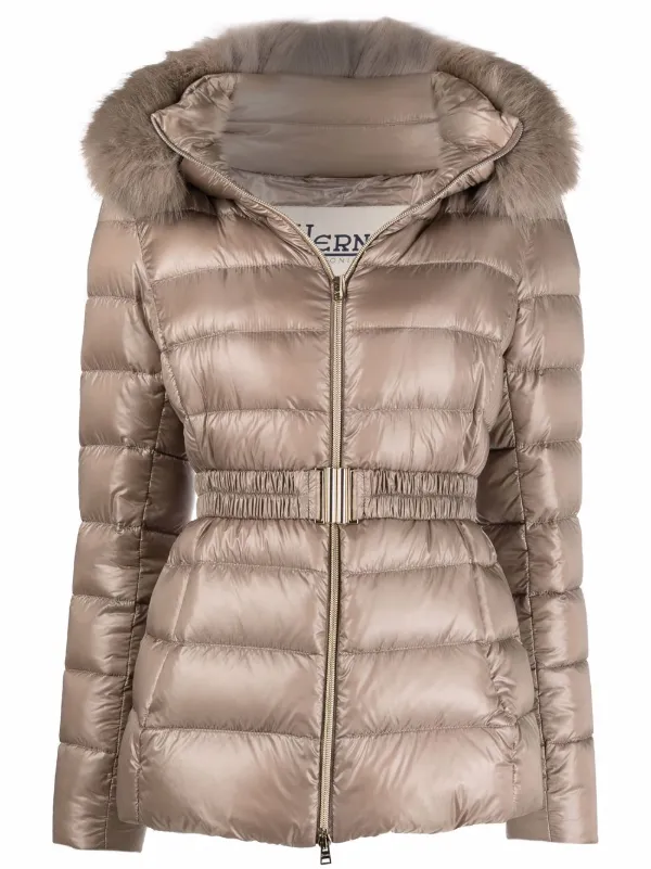 express long belted puffer jacket