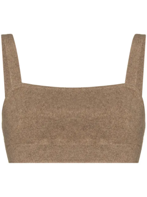 FRAME Blusa cropped de tricô com decote quadrado