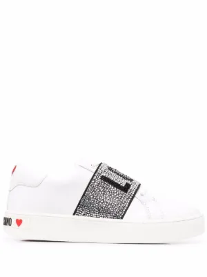 love moschino crystal strap trainers
