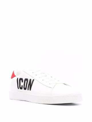 Icon-embroidered calf leather sneakers展示图