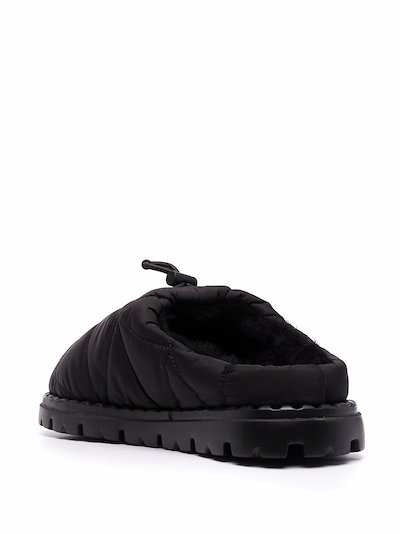 Prada Re-Nylon shearling-lined mules black | MODES