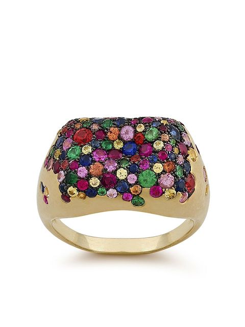 Nada Ghazal 18kt yellow gold Baby Malak sapphire rectangle ring