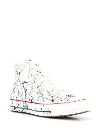 Chuck 70 Hi Natural paint-splattered sneakers展示图