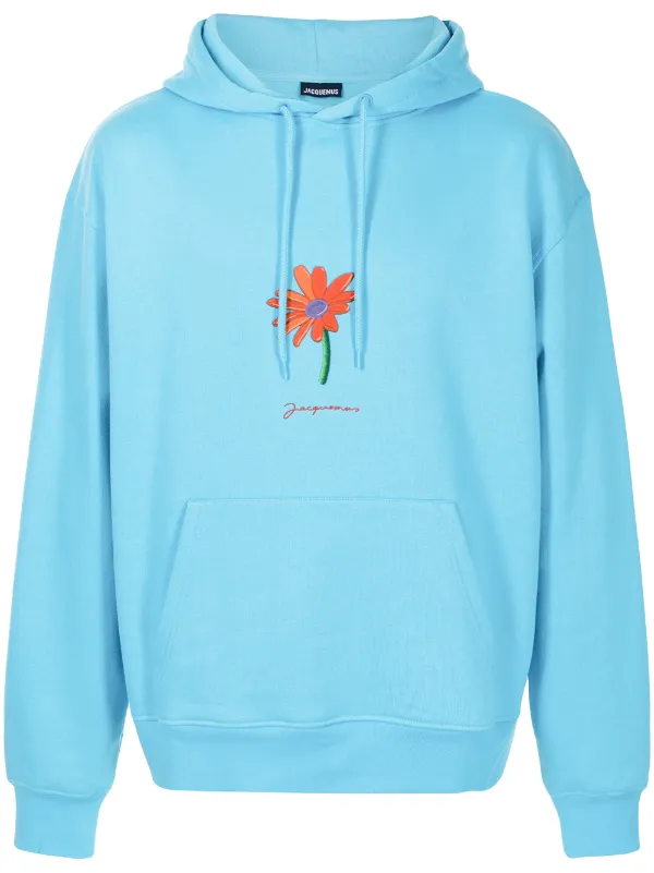 rose print drawstring hoodie