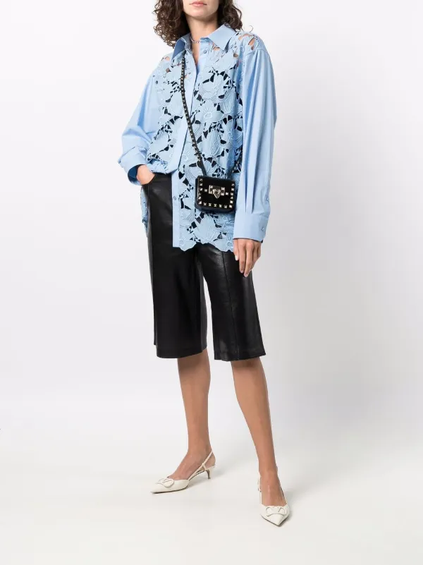 valentino  バレンティノ　バレンチノ　レーストップス Valentino Garavani ヴァレンティノ レース シャツ | ブルー | FARFETCH JP