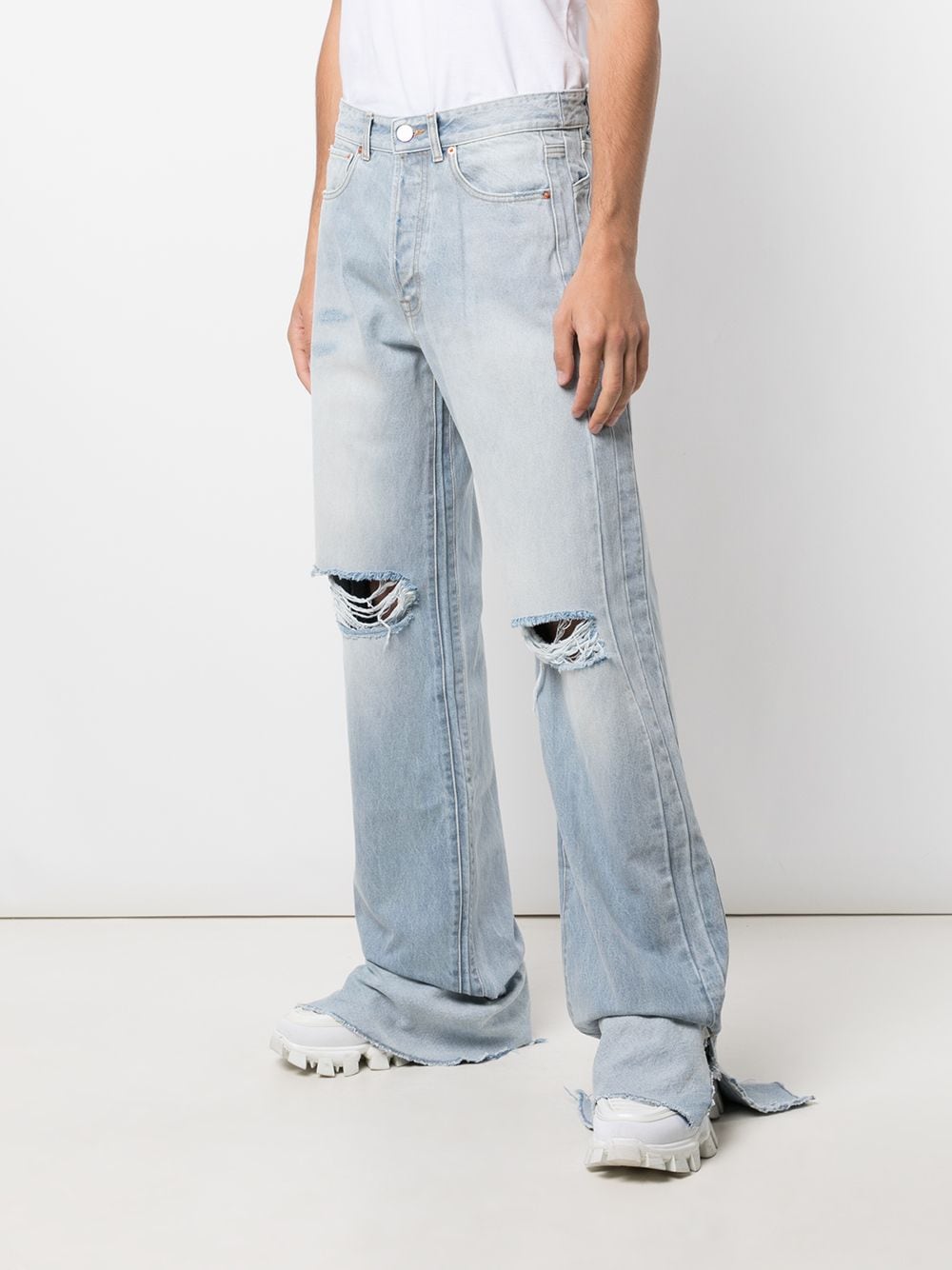 фото Vetements джинсы с подворотами и прорезями