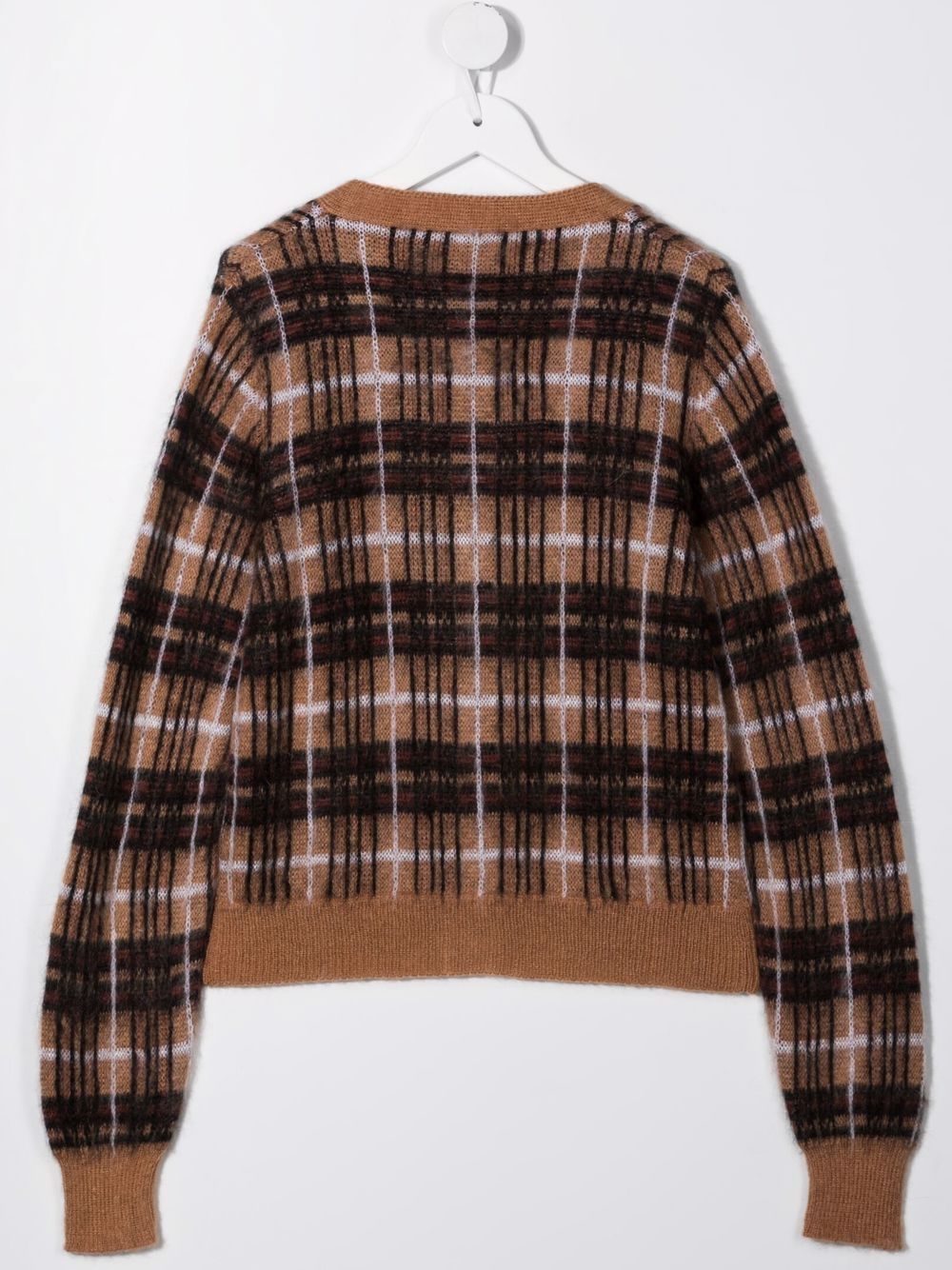 фото Nº21 kids teen check-knit logo-patch cardigan