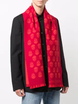 skull-embroidered wool scarf展示图