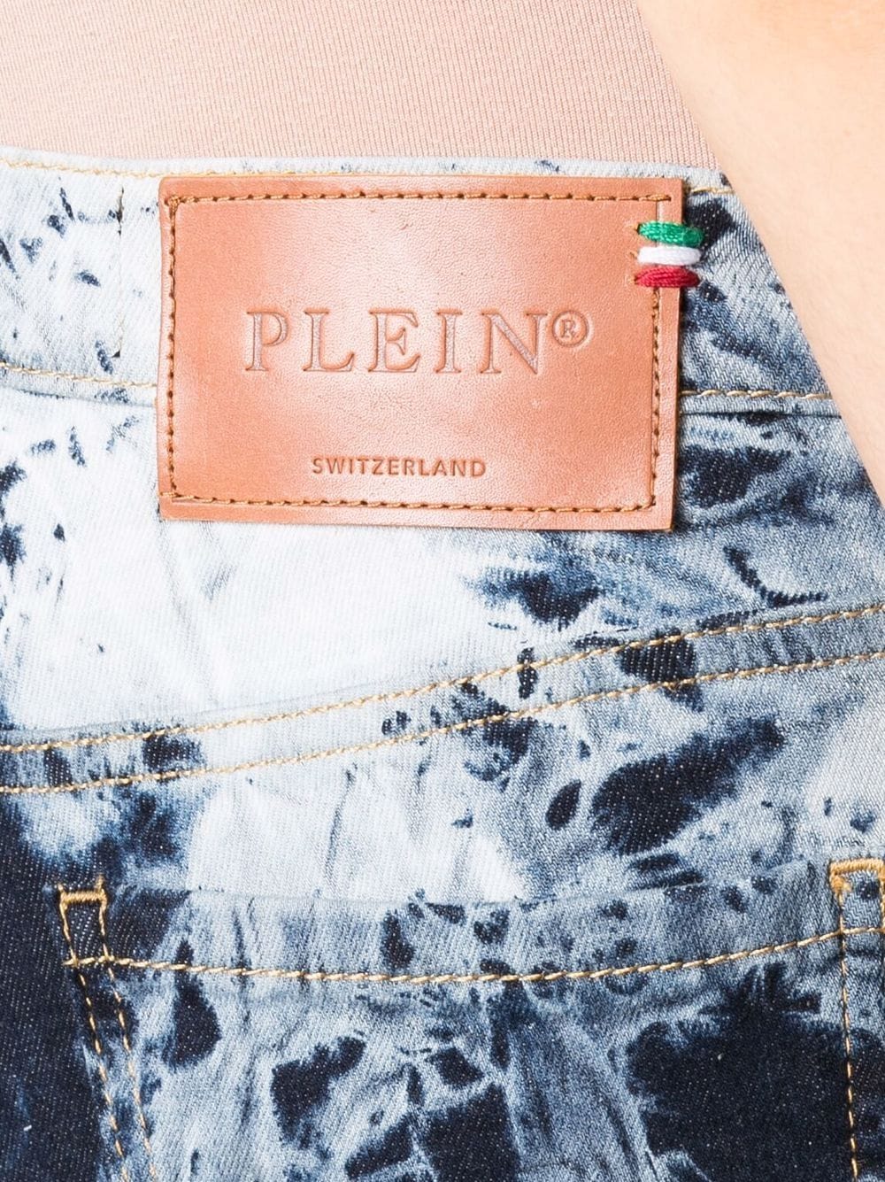 Shop Philipp Plein Bleached Denim Mini Shorts In Blau