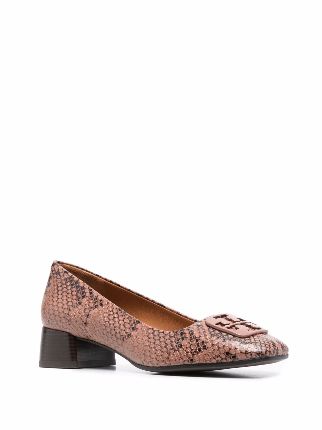 snakeskin-effect slip-on leather loafers展示图