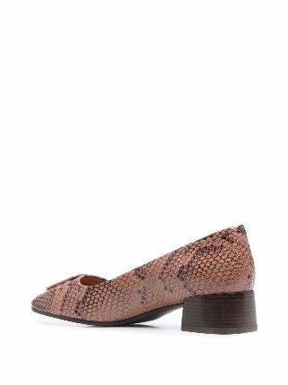 snakeskin-effect slip-on leather loafers展示图