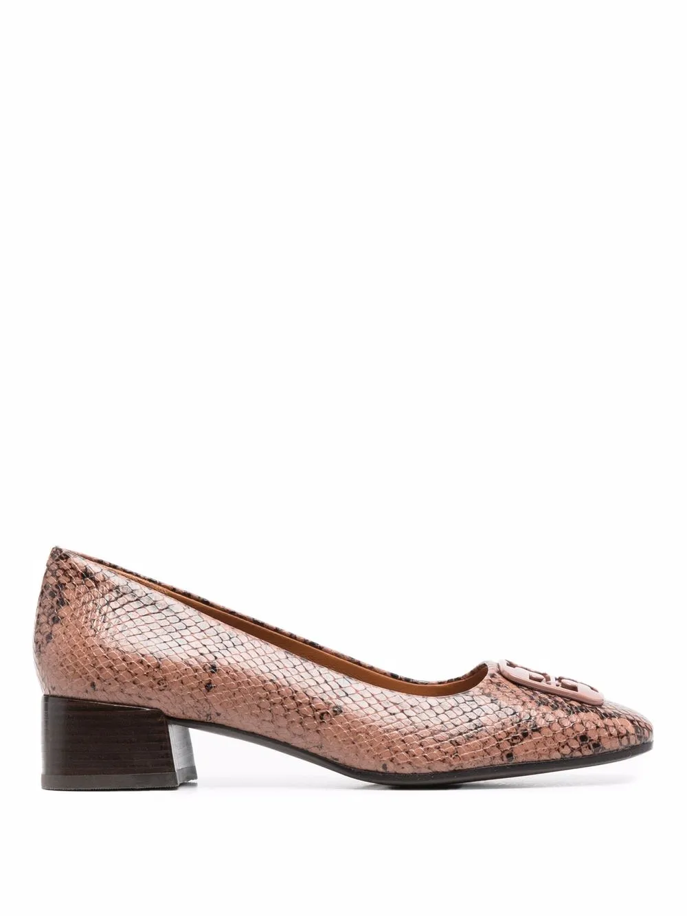 

Tory Burch snakeskin-effect slip-on leather loafers - Neutrals