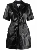 GANNI leather shirt minidress - Black