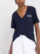 GANNI logo-print V-neck T-shirt