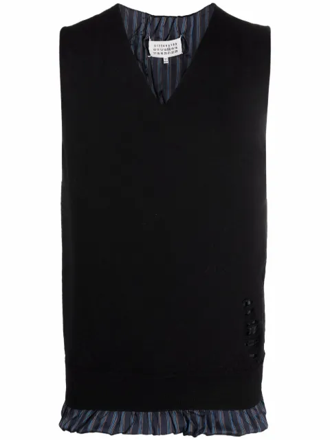 Maison Margiela striped hem wool vest