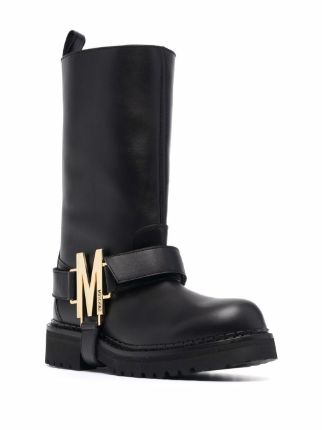 M logo-strap mid-calf boots展示图