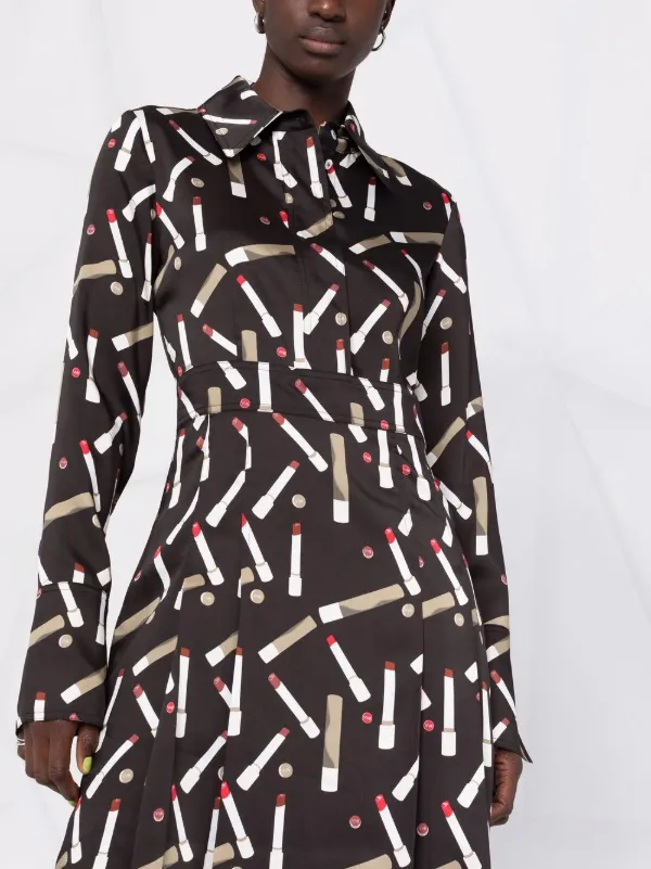 lipstick-print midi dress for women 