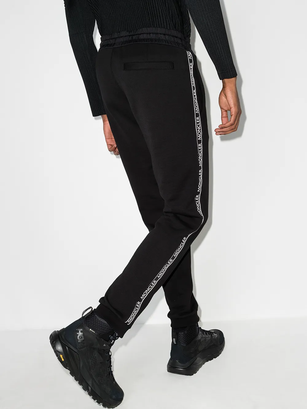 Shop Moncler Side Stripe Track Pants In Schwarz