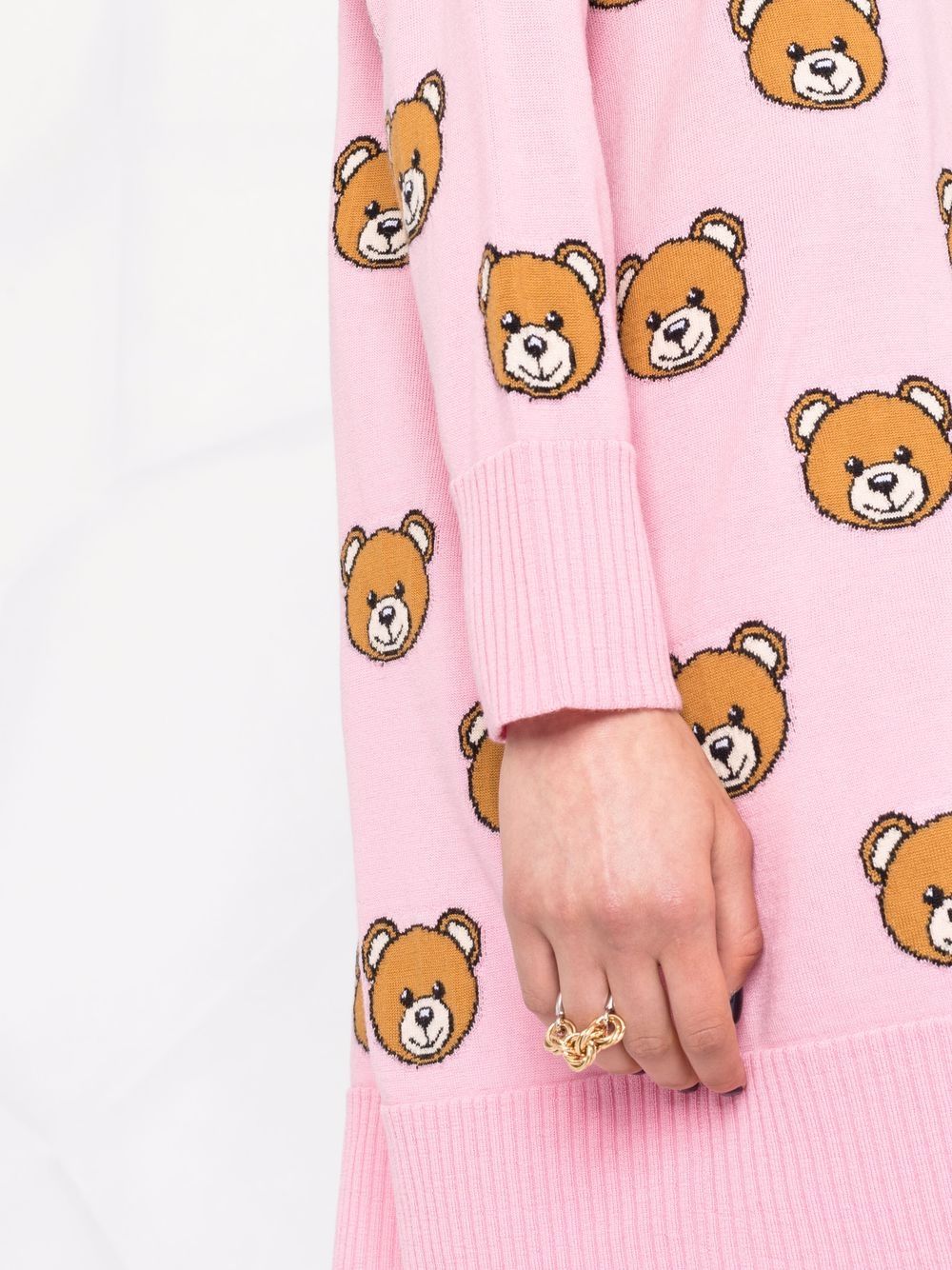 фото Moschino трикотажное платье teddy bear с высоким воротником