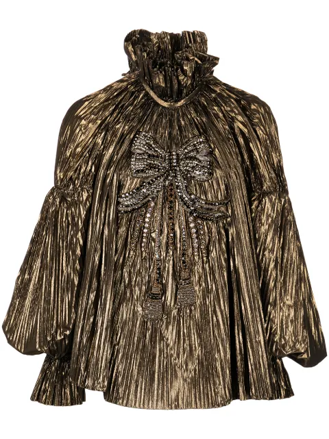 Dolce & Gabbana Pre-Owned crystal-embellished pleated blouse