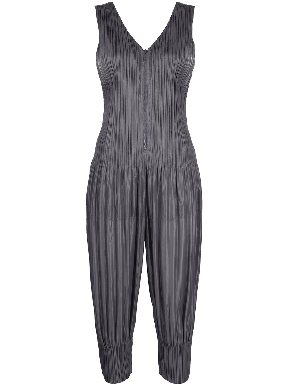 

Pleats Please Issey Miyake jumpsuit corto plisado con cierre - Gris