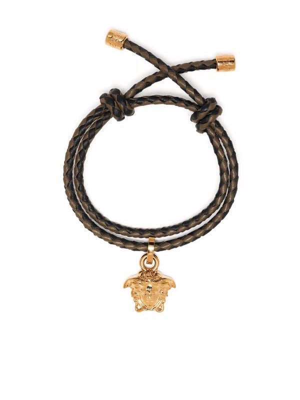 Versace Medusa-head Braided Leather Bracelet - Farfetch