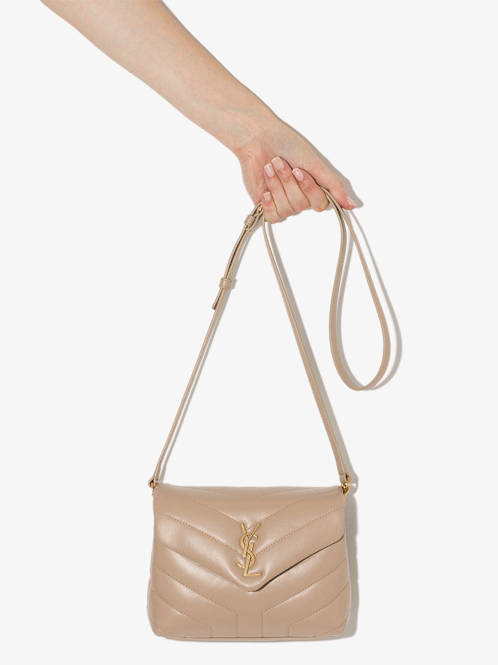 Shop Saint Laurent Loulou Leather Shoulder Bag In Neutrals